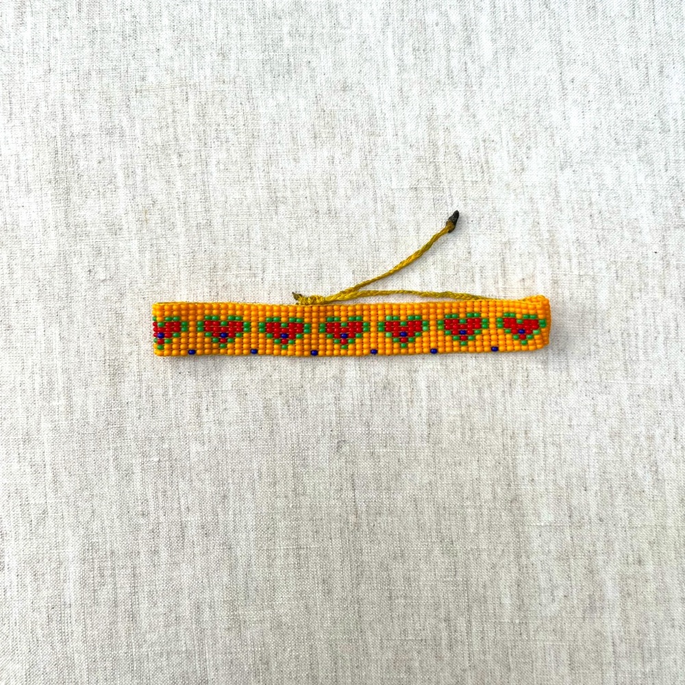 Handmade bracelet by the Wayuu Indigenous People of Colombia